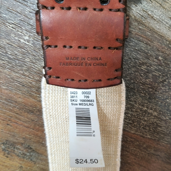 NWT$25 Stretch Belt Leather Brown Double Prong Nickel Buckle SZ L/XL - Picture 6 of 7